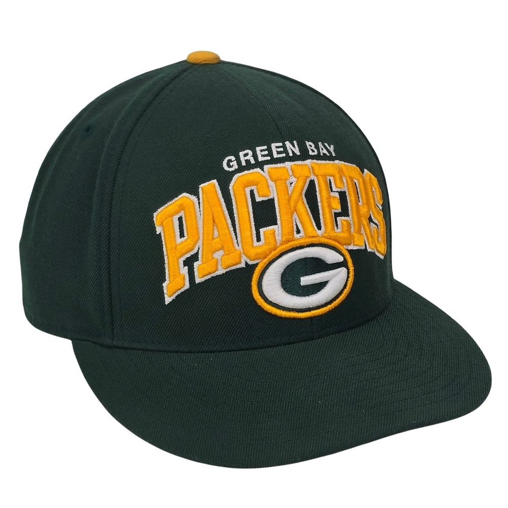 Mitchell & Ness Green Bay Packers Hat 7 1/4 Green Wool NFL Fitted Flat Brim Cap